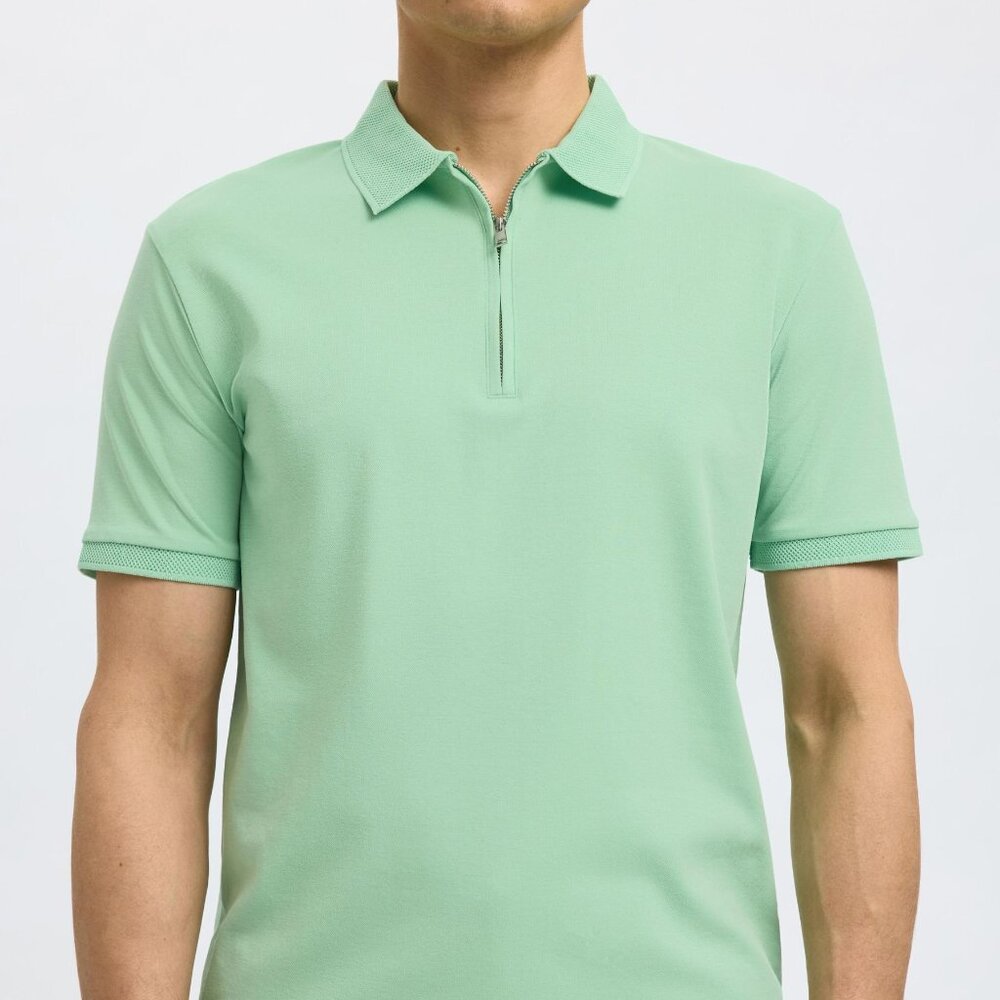 Stonehouse Mint Green Quarter Zip Polo Shirt